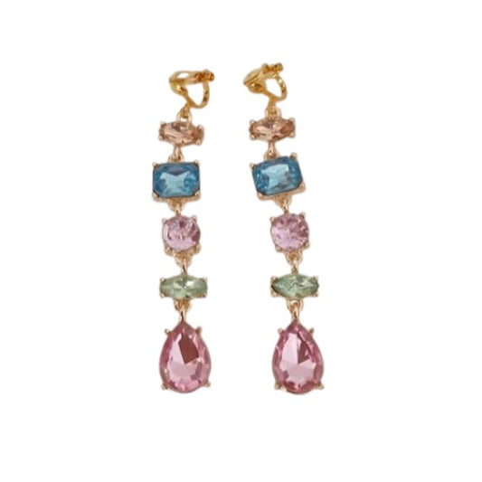 Long Multi Colour Clip On Earrings
