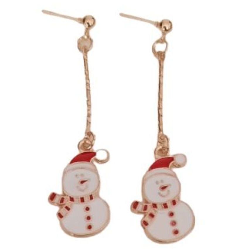 Long Stem Snowman Earrings
