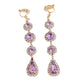 Long Purple Clip On Diamante Earrings
