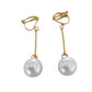 Long Circle Pearl Drop Clip On Earrings