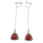 Long Red Triangle Clip On Earrings