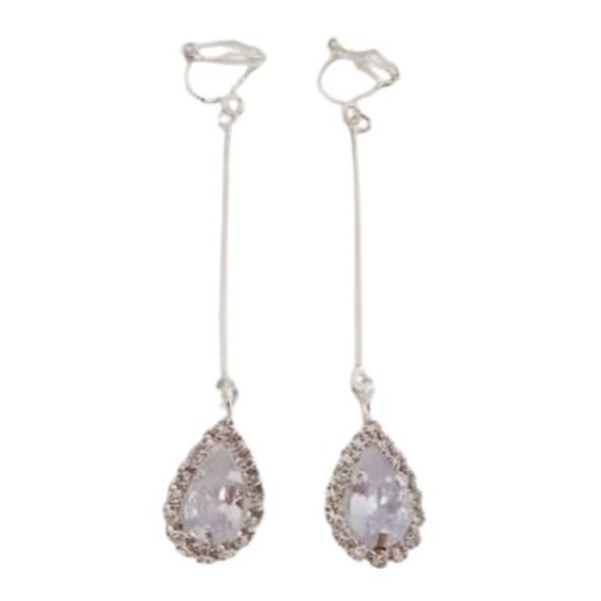 Long Stem Diamante End Clip On Earrings