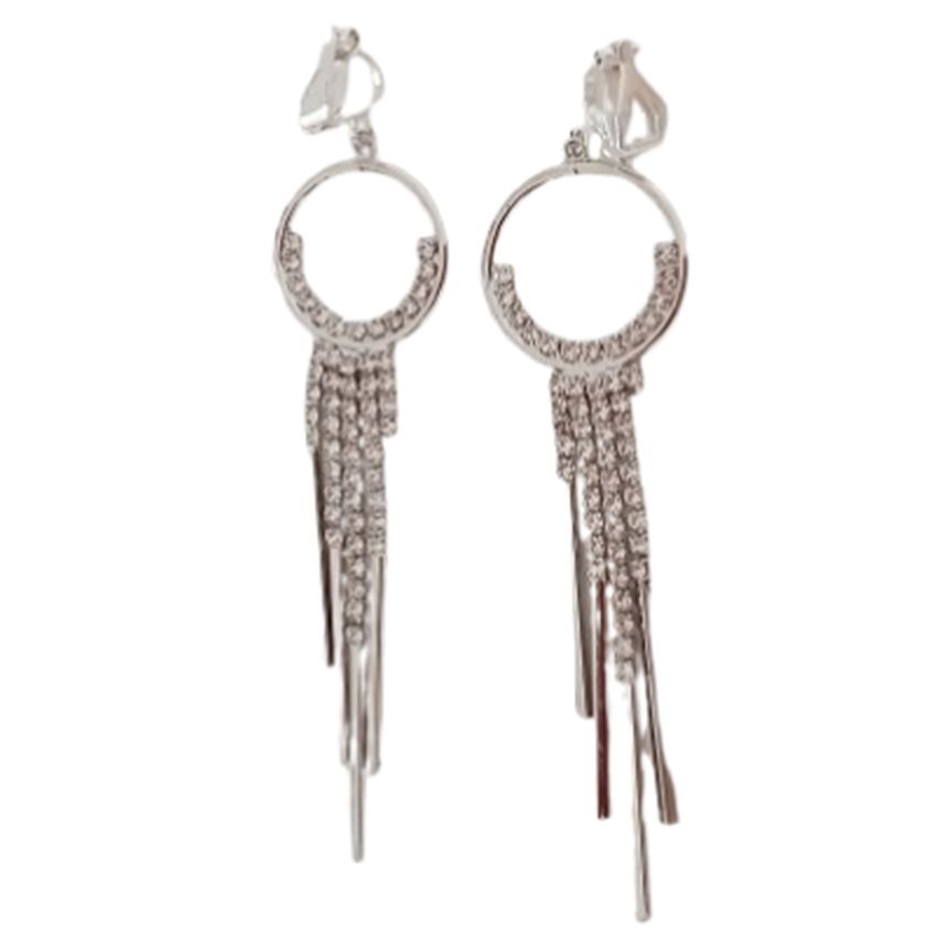 Long Vintage Chandelier Drop Clip On Earrings