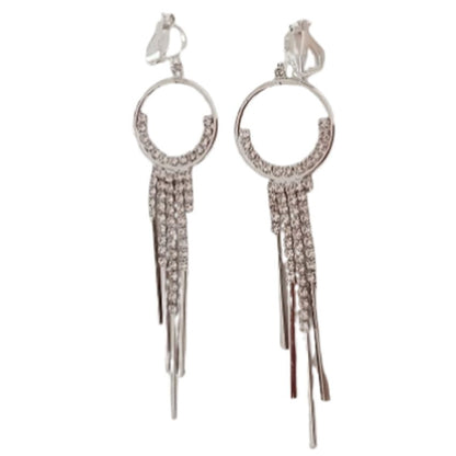 Long Vintage Chandelier Drop Clip On Earrings