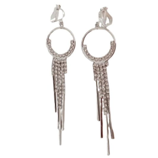 Long Vintage Chandelier Drop Clip On Earrings