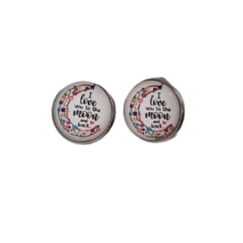Love You To The Moon 15mm Clip On Earrings