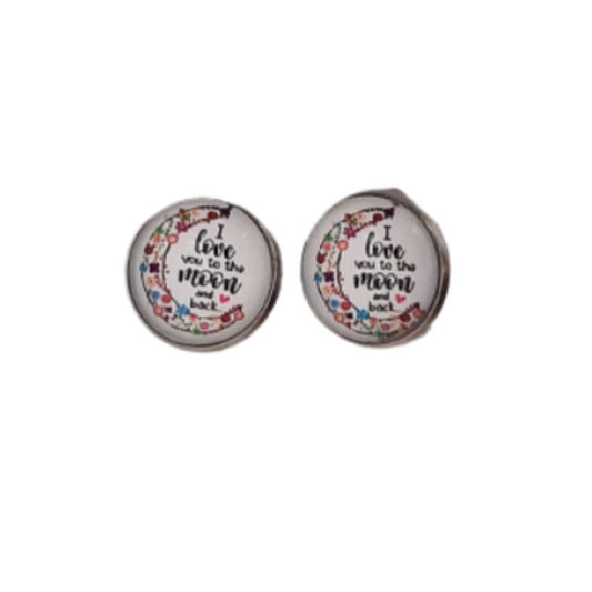 Love You To The Moon 15mm Clip On Earrings