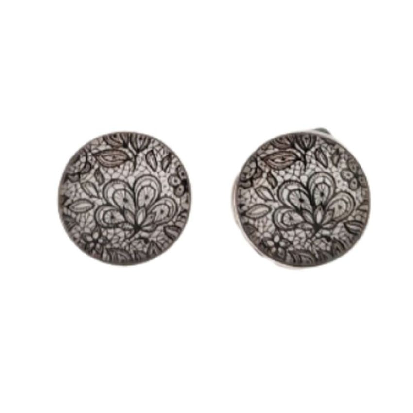 Marble Effect Gold Black Clip On Earrings