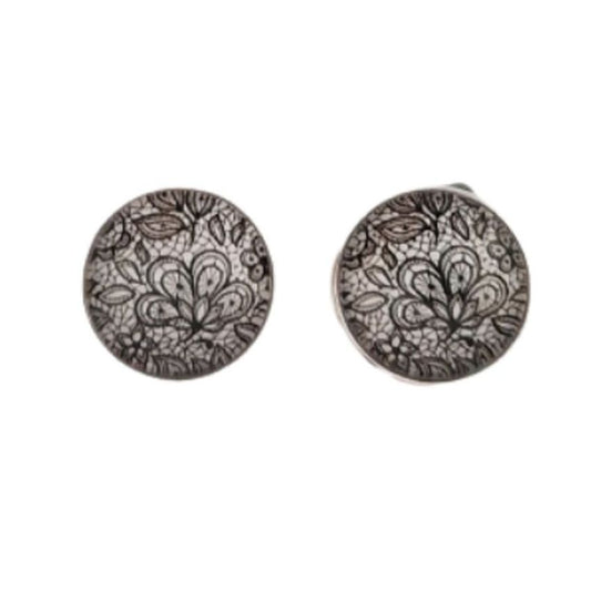 Marble Effect Gold Black Clip On Earrings