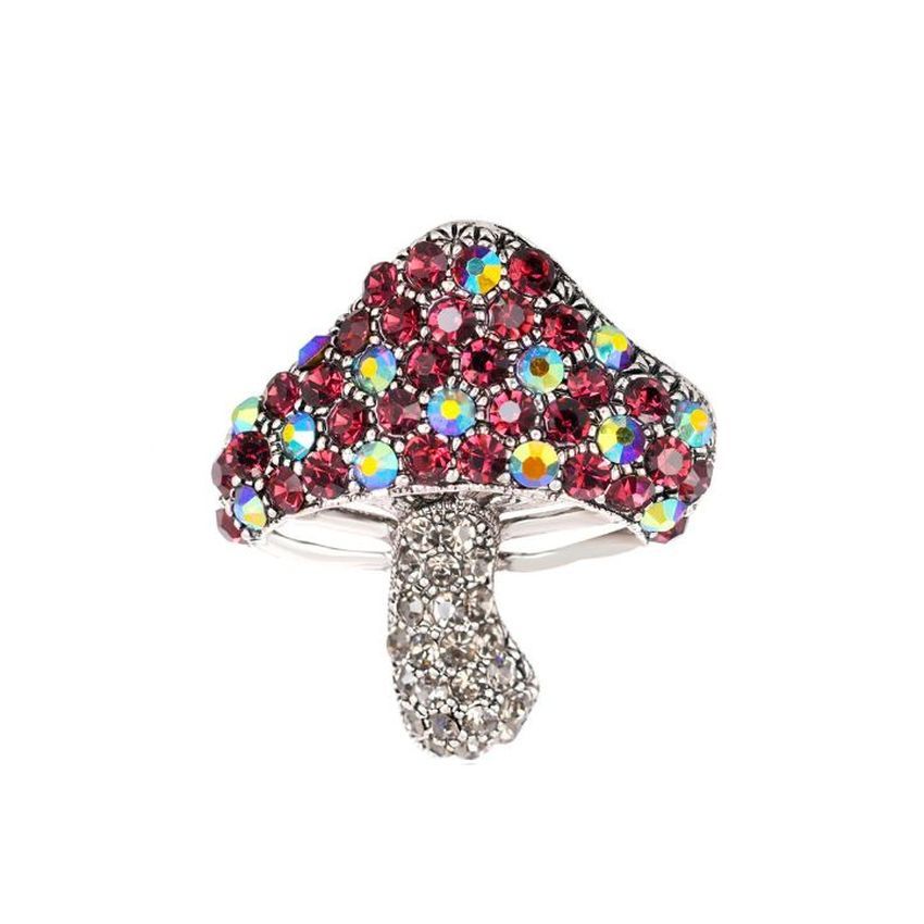 Marcasite Setting Diamante Toadstool Brooch