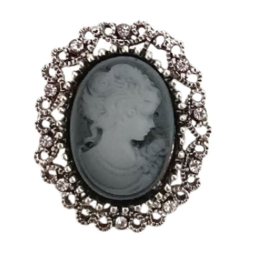 Medium Crystal Set Traditional Cameo Brooch