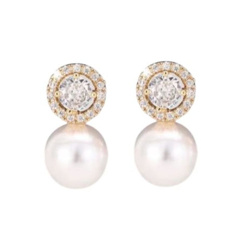 Medium Bling Pearl Gold Clip On Earrings