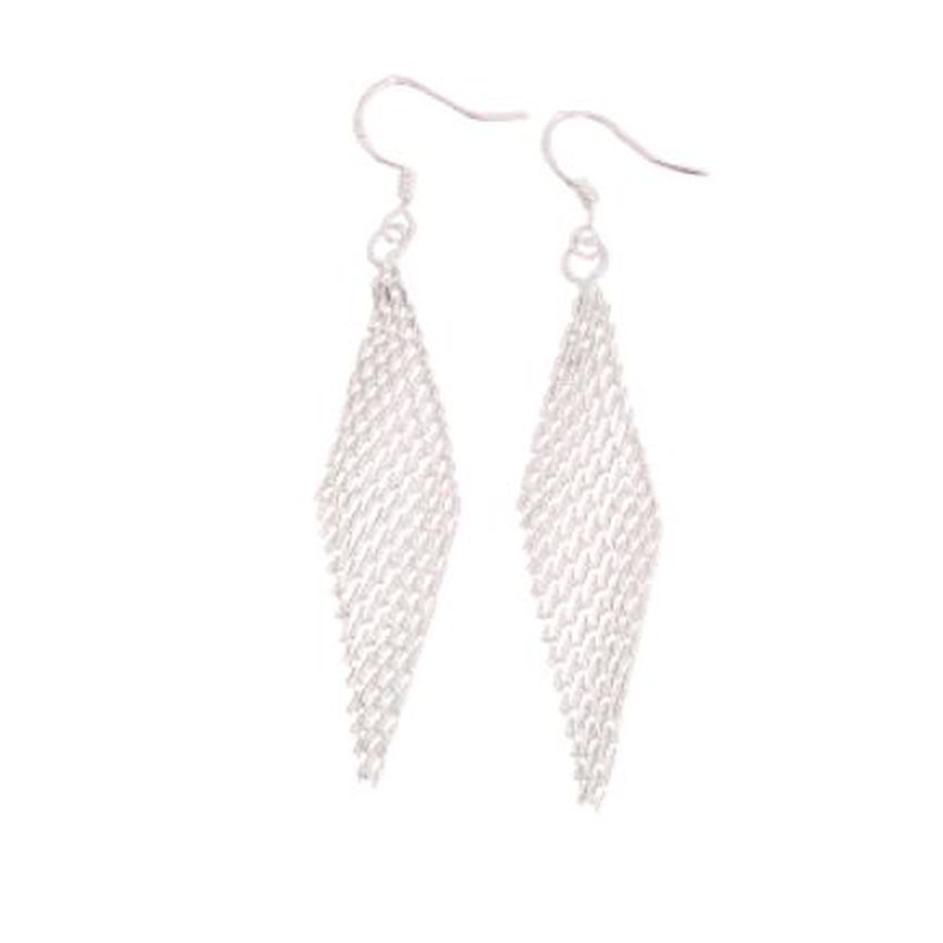Mesh Chain Silver Dangly Earrings