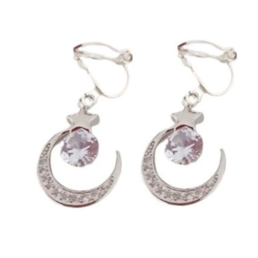 Moon And Star Clip On Earrings