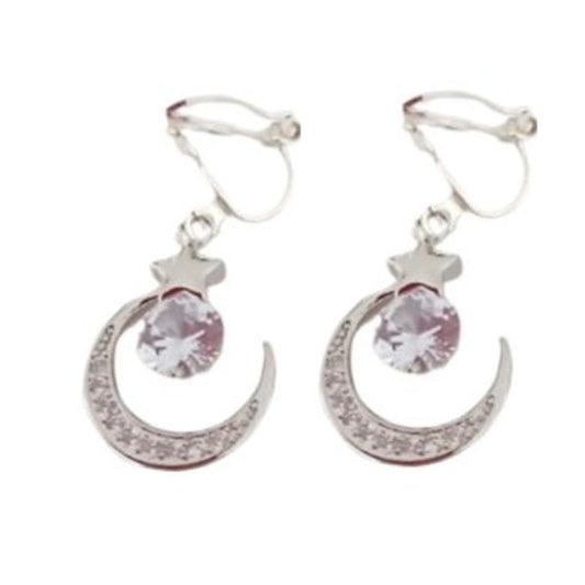 Moon And Star Clip On Earrings
