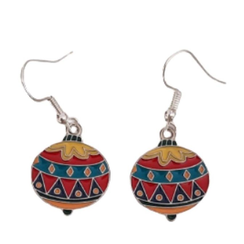 Multi Colour Christmas Bauble Earrings