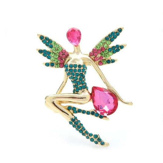 Multi Colour Diamante Fairy Brooch