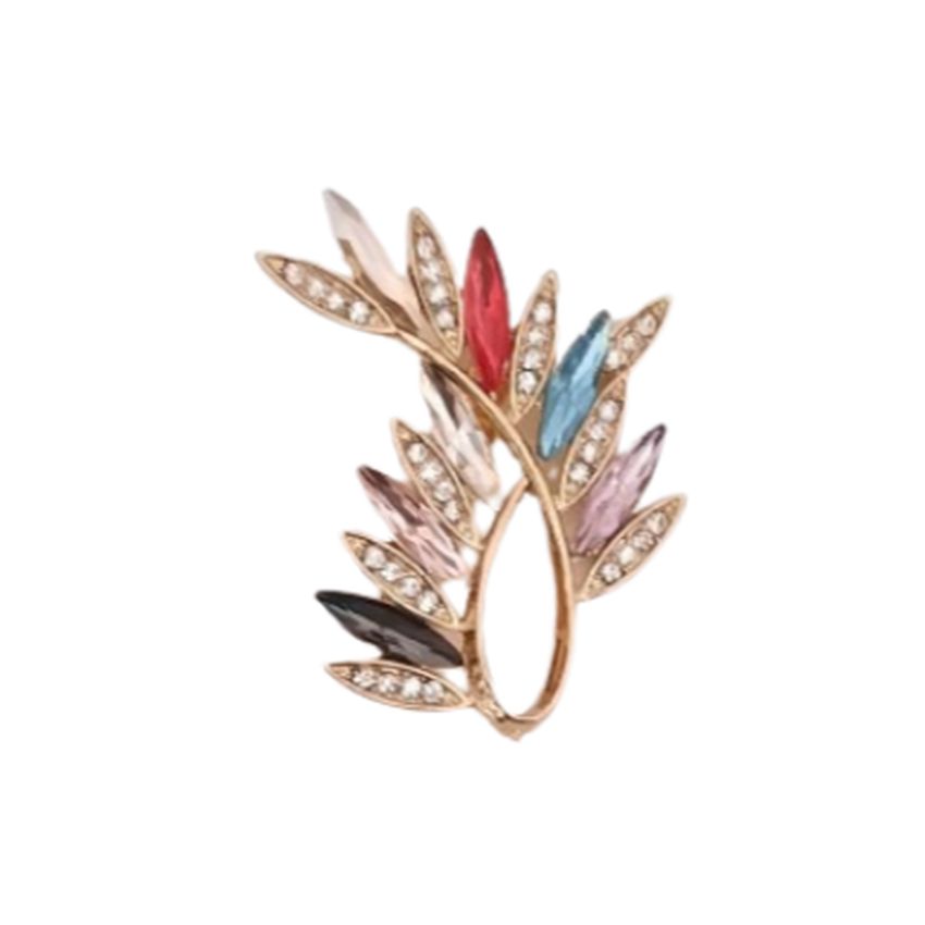 Multi Coloured Flower Brooch With Crystal