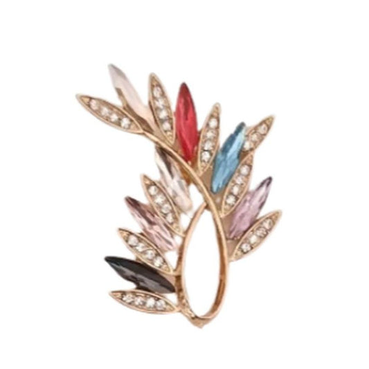 Multi Coloured Flower Brooch With Crystal