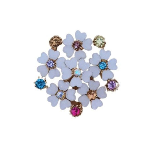 Multi Flower Diamante Pretty Brooch