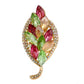 Multi Coloured Diamante Leaf Brooch