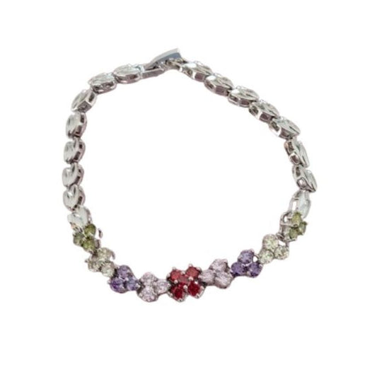 Multi Coloured Flower Stone Bracelet