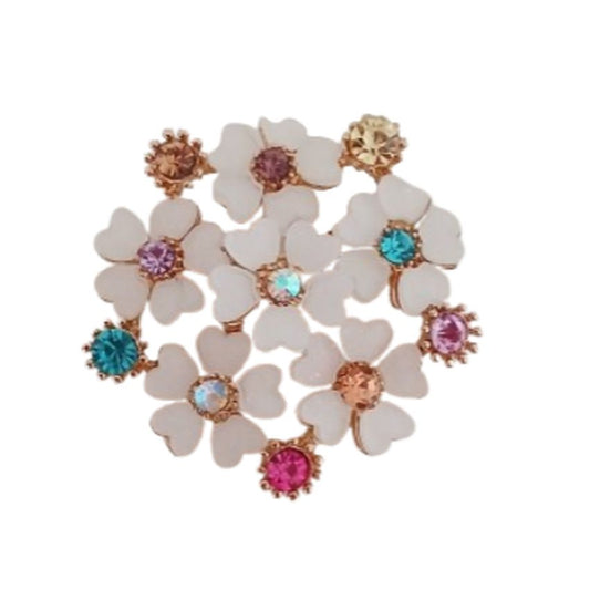 Multi Flower Diamante Pretty Brooch