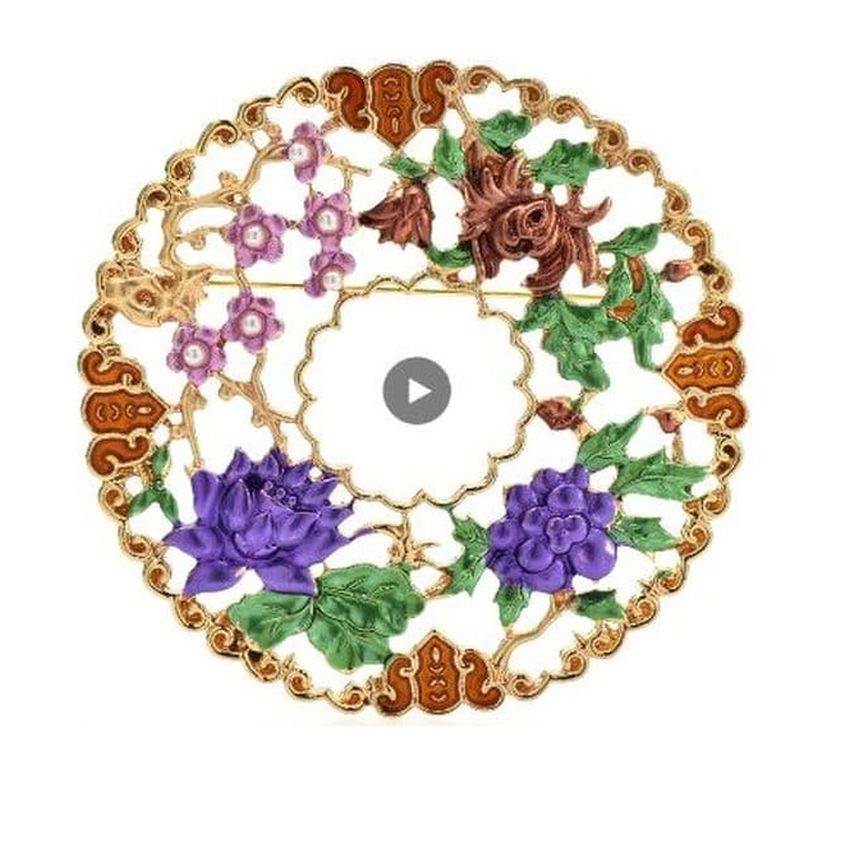 Mutli Coloured Flowers Large Brooch