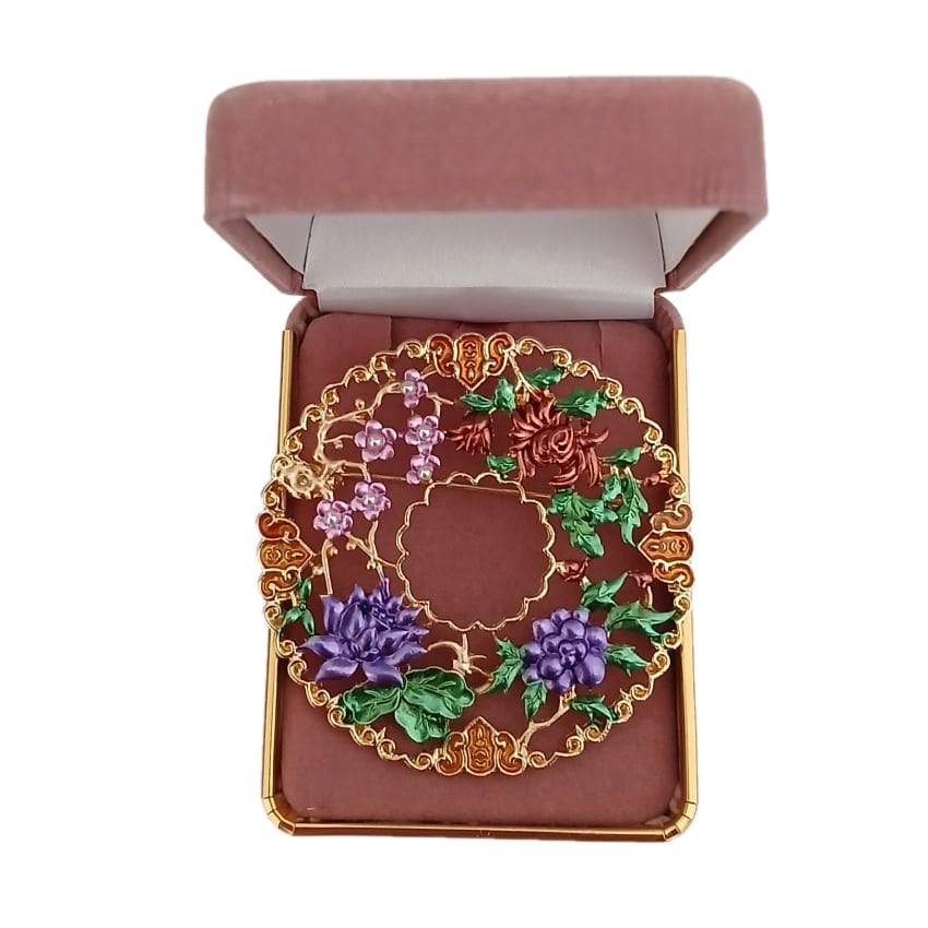 Mutli Coloured Flowers Large Brooch(2)