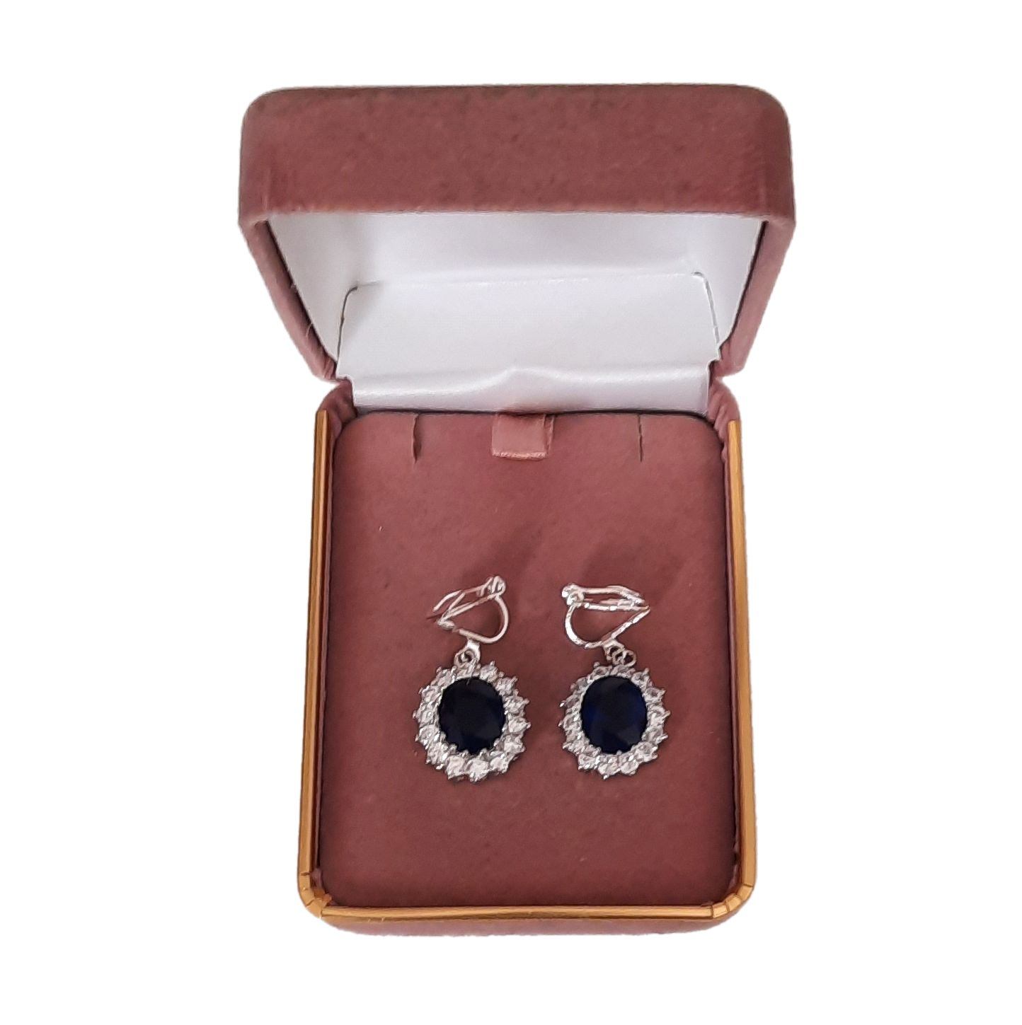 Navy Blue Drop Clip On Earrings(2)