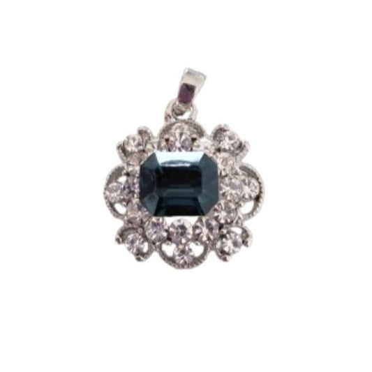 Navy Blue Centre Stone Pendant In a Filigree Vintage Style Setting