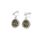Olive Green Diamante Surround Clip On Earrings