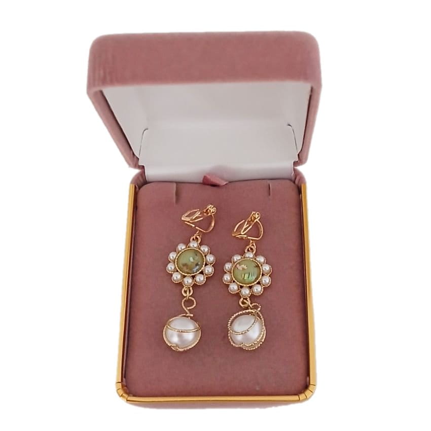 Opal Effect Pearl Clip On Earrings(2)