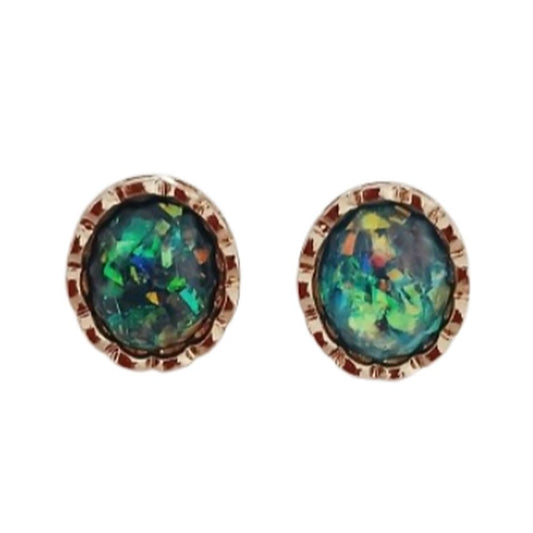 Opal Effect Green Clip On Earrings