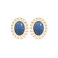 Open Scroll Blue Oval Clip On Earrings