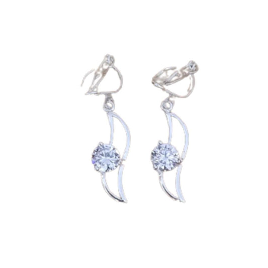 Open Wave Cubic Zirconia Clip On Earrings