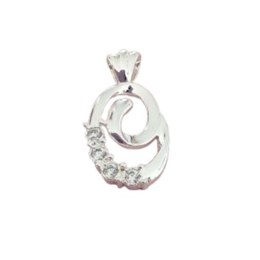 Open Cut Cubic Zirconia Inlaid Sterling Silver Oval Pendant