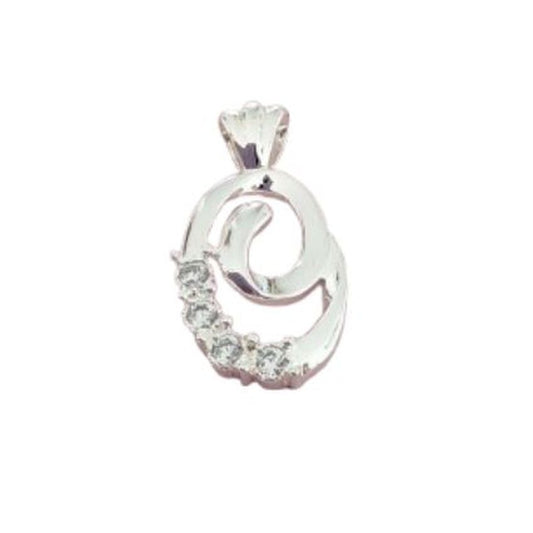 Open Cut Cubic Zirconia Inlaid Sterling Silver Oval Pendant