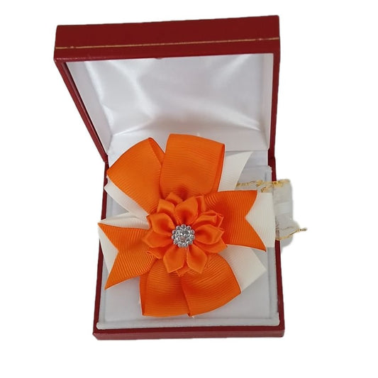 Orange Bow Flower Wrist Corsage