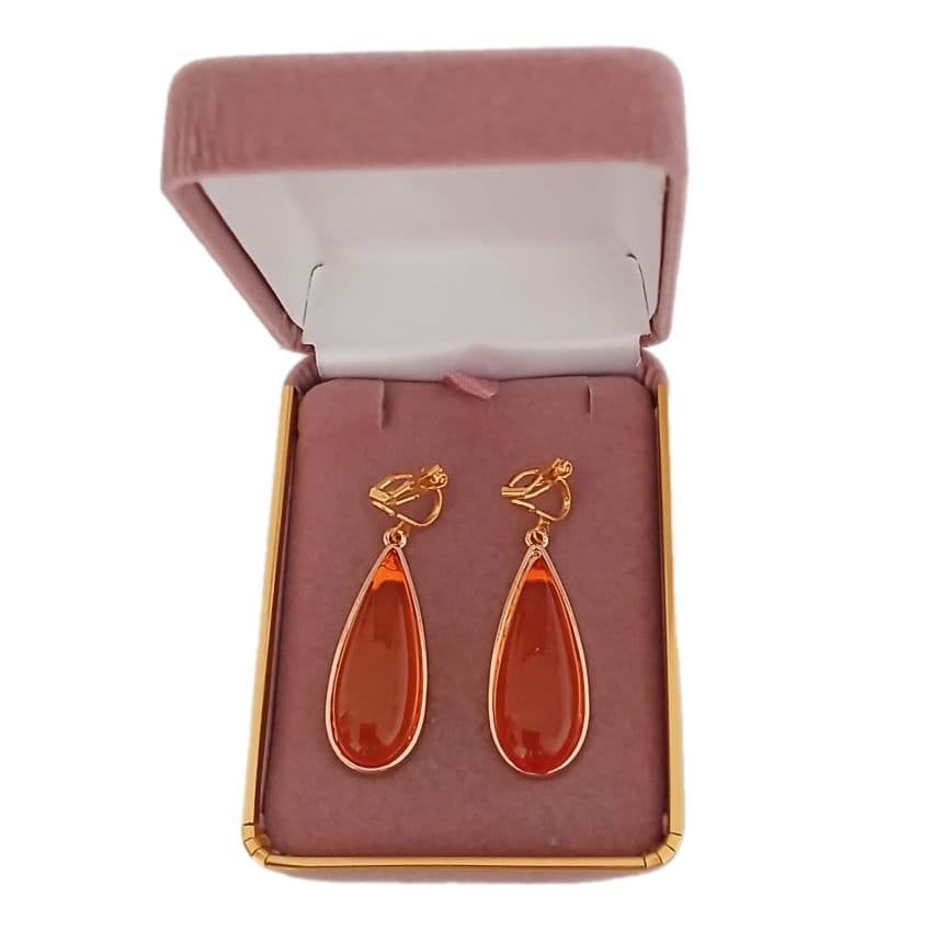 Orange Drop Clip On Earrings(2)