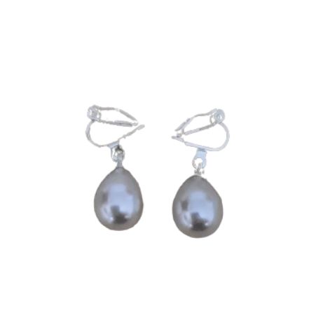 Oval Pearl Drop Clip On Earrings