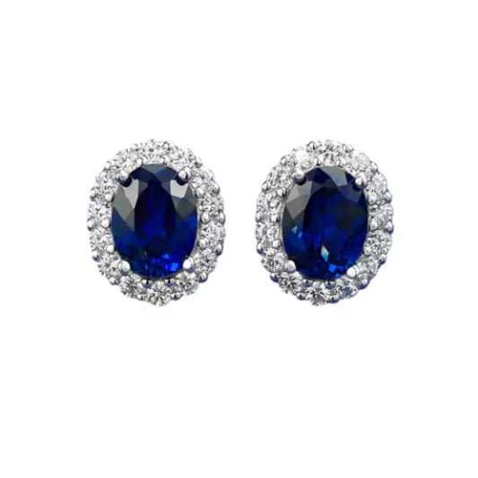 Oval Royal Blue Clip On Earrings