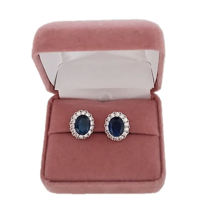 Oval Royal Blue Clip On Earrings(2)