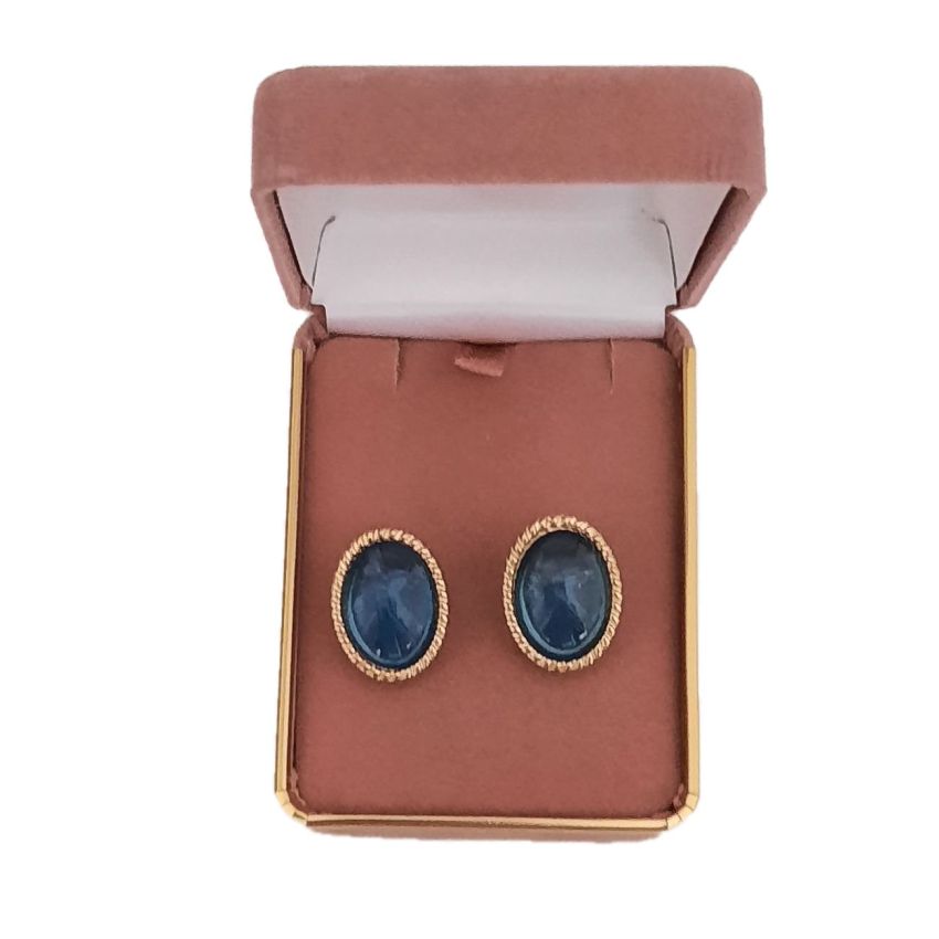 Oval Teal Blue Clip On Earrings(2)