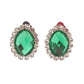 Oval Emerald Green Clip On Earrings