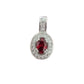 Oval Red And White Cubic Zirconia Stone Silver Pendant