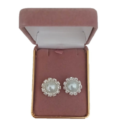 Pale Blue Diamante Clip On Earrings(2)