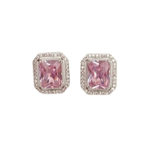 Pale Pink Diamante Clip On Earrings