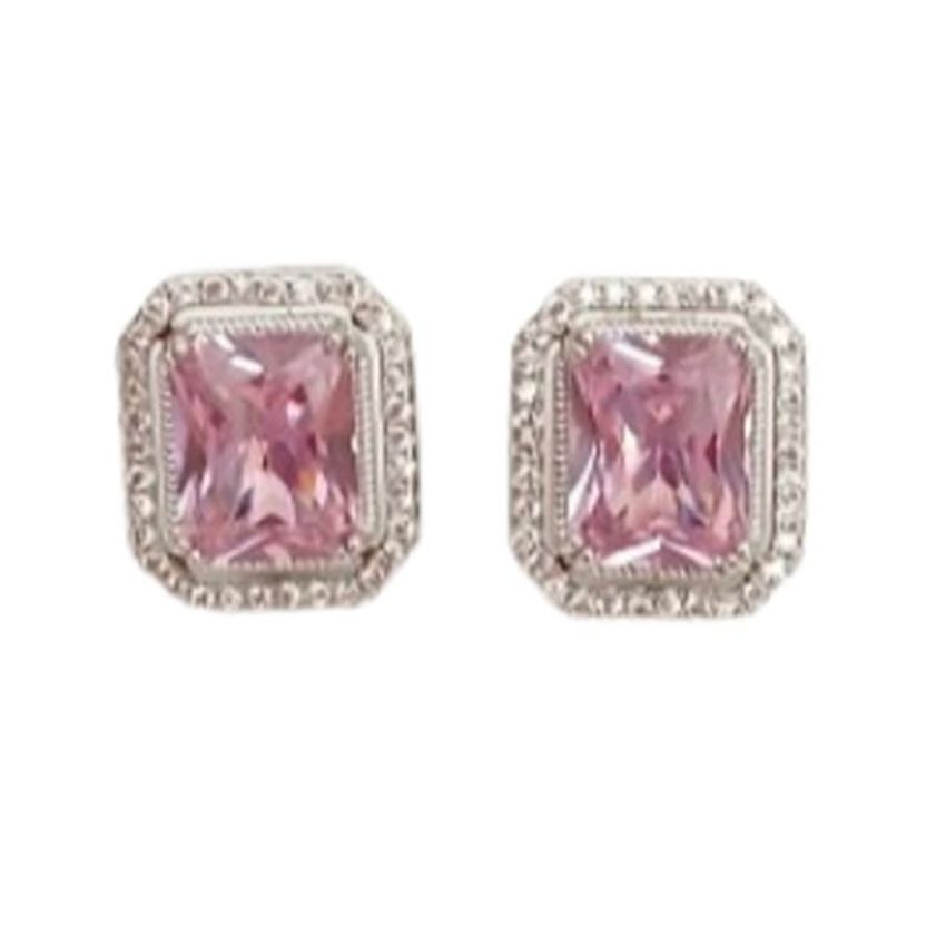 Pale Pink Diamante Clip On Earrings