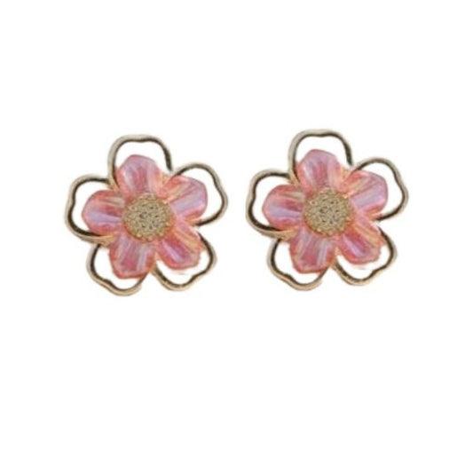 Pale Pink Flower Clip On Earrings